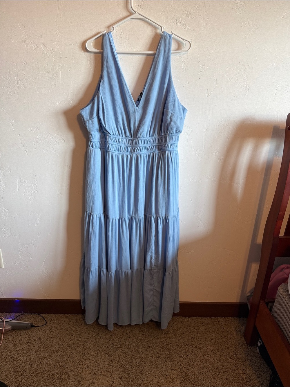 torrid Pale Blue V-Neck Tiered Maxi Dress